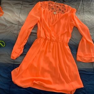 Peach long sleeve mini dress